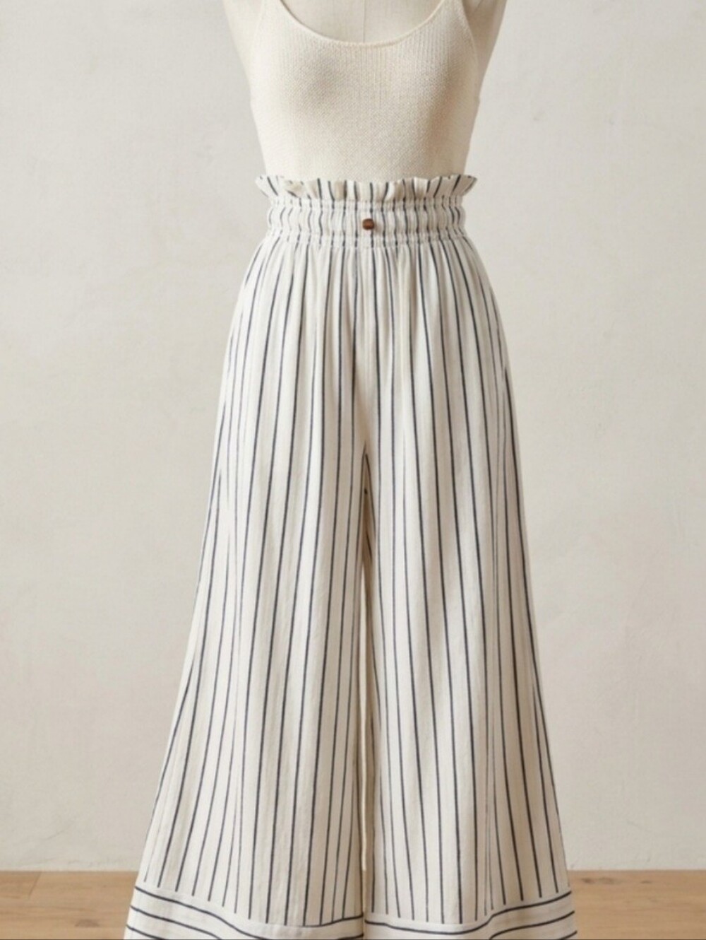 Billabong New Waves Striped Wide Leg Pants S Linen Blend Beach Boho Smocked